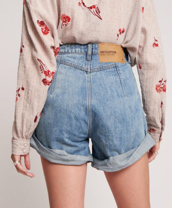 One Teaspoon Streetwalkers High Waist 80s Fit Denim Shorts - Venice Blue