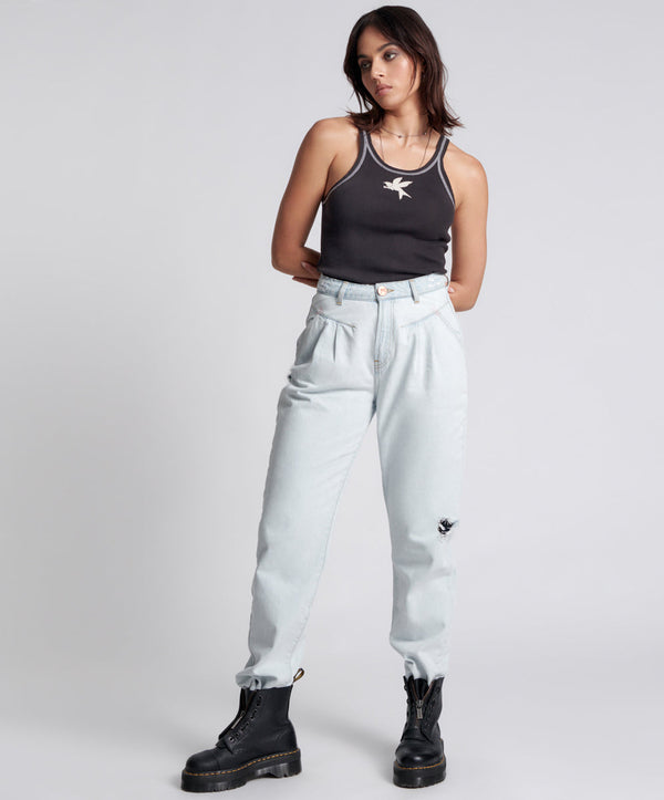 One Teaspoon Streetwalkers High Waist Straight Leg Trouser Denim Jeans - Bel Air Blue