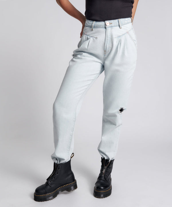 One Teaspoon Streetwalkers High Waist Straight Leg Trouser Denim Jeans - Bel Air Blue