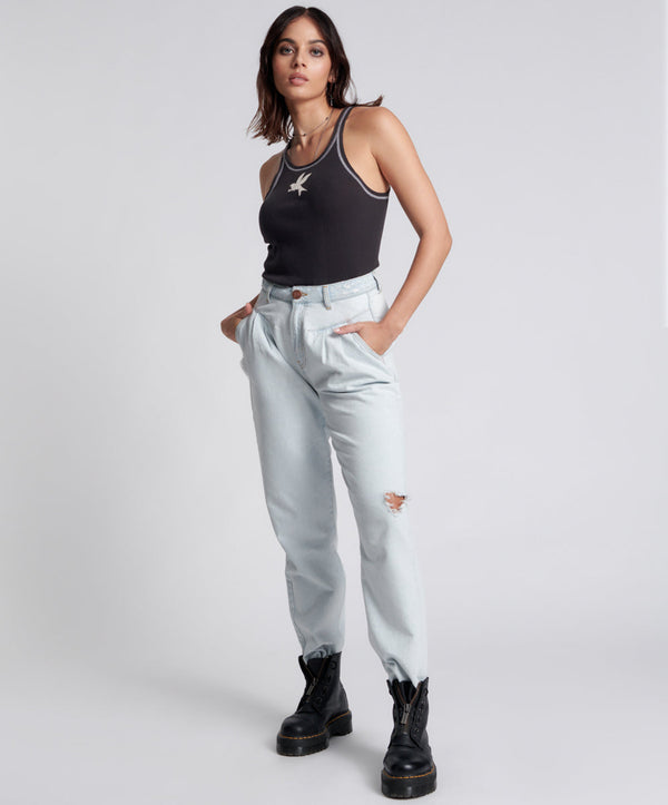 one teaspoon Streetwalkers High Waist Straight Leg Trouser Denim Jeans - Bel Air Blue