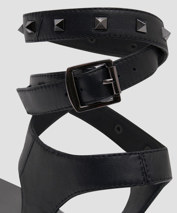 One Teaspoon Studded Liza Wrap Around Sandals - Black