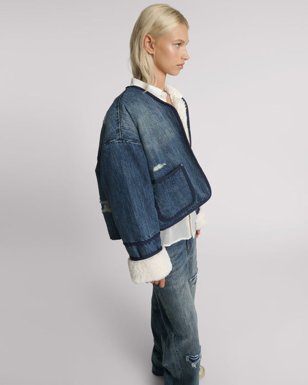 One Teaspoon Teddy Cropped Denim Jacket - Boys Club Blue