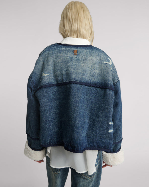 One Teaspoon Teddy Cropped Denim Jacket - Boys Club Blue