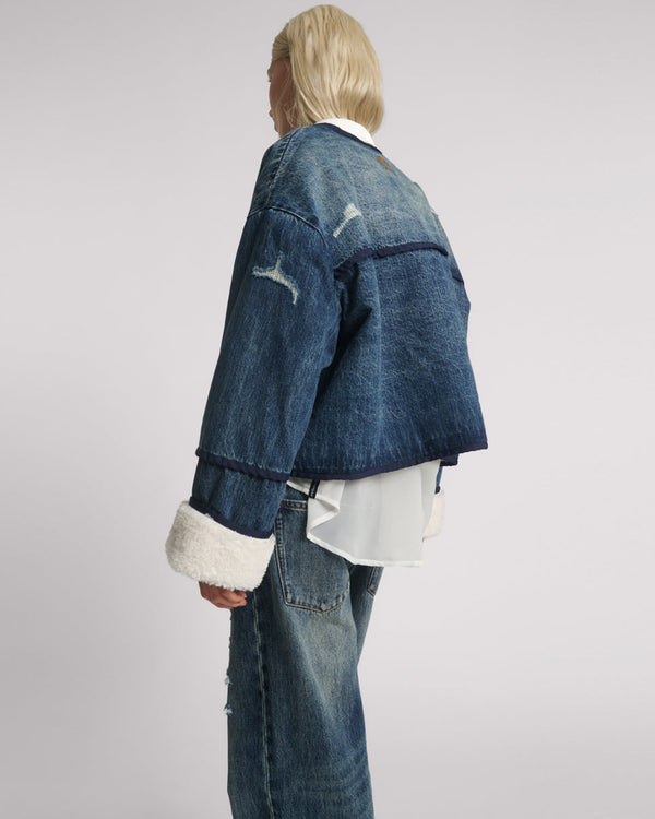One Teaspoon Teddy Cropped Denim Jacket - Boys Club Blue