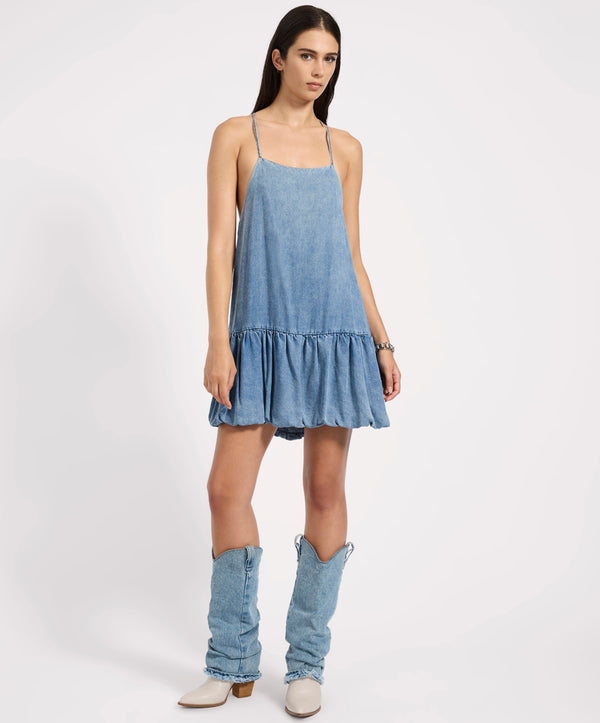 one teaspoon Tencel Bubble Hem Mini Slip Dress - Washed Blue