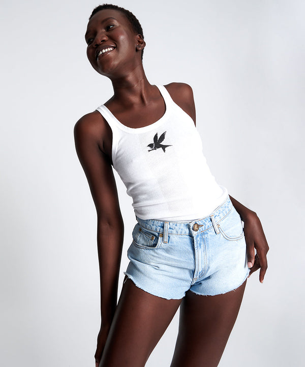 One Teaspoon The One High Waist Cheeky Denim Shorts - Best Blue