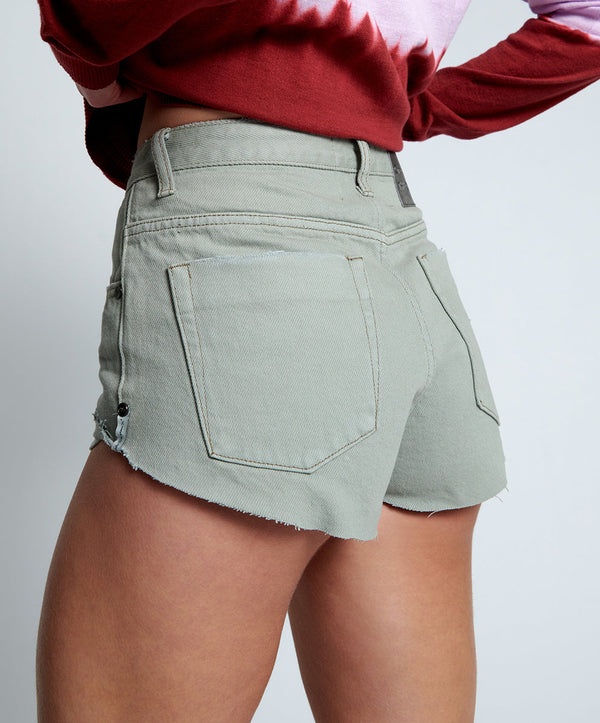 One Teaspoon The One High Waist Cheeky Denim Shorts - Faded Khaki