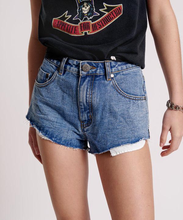 One Teaspoon The One High Waist Cheeky Denim Shorts - Hollywood