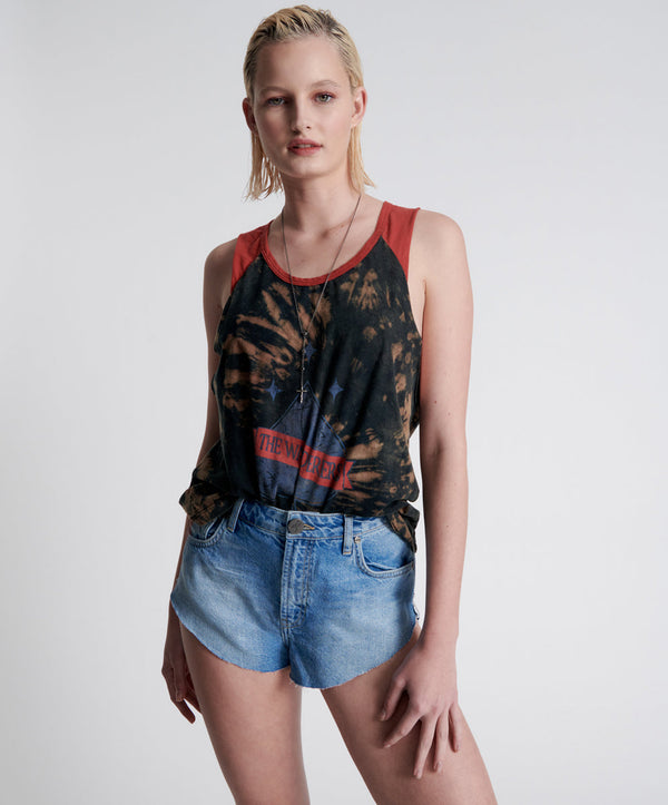 one teaspoon The One High Waist Cheeky Denim Shorts - Linear Blue