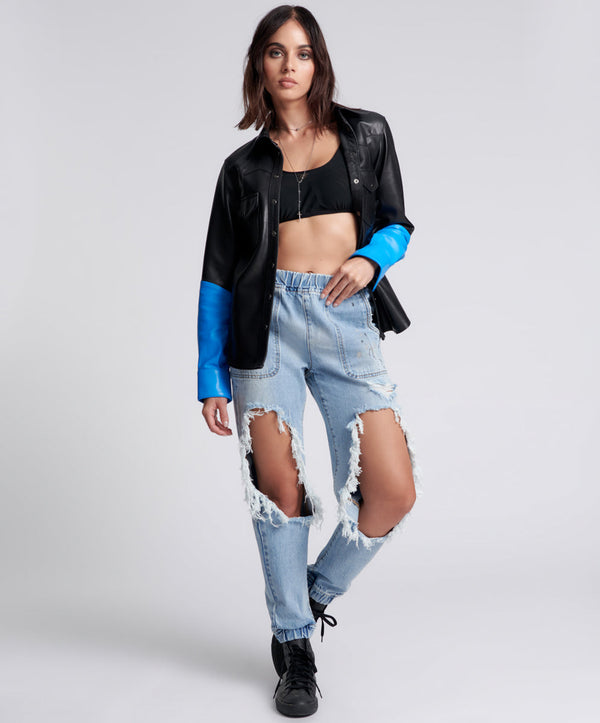 one teaspoon Trackers Mid Waist Jogger Denim Jeans - Fleetwood Artiste