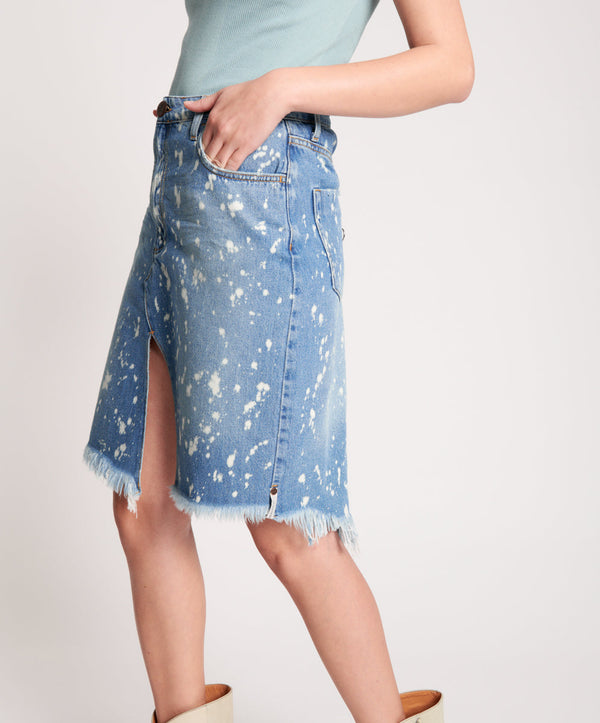 One Teaspoon Trucker Trucker Mid Waist Denim Skirt - Royal Salt