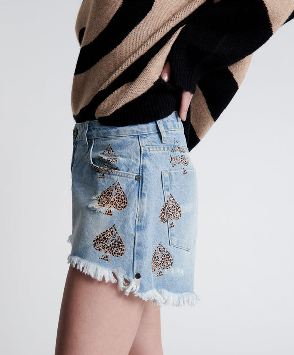 One Teaspoon Truckers Mid Waist Relaxed Denim Shorts - Best Blue