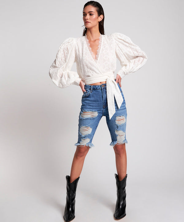 one teaspoon Truckers Mid Waist Relaxed Denim Shorts - Delaware