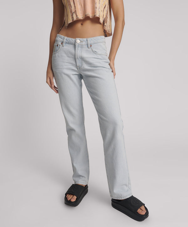 One Teaspoon Truckers Mid Waist Straight Leg Denim Jeans - Bel Air Blue