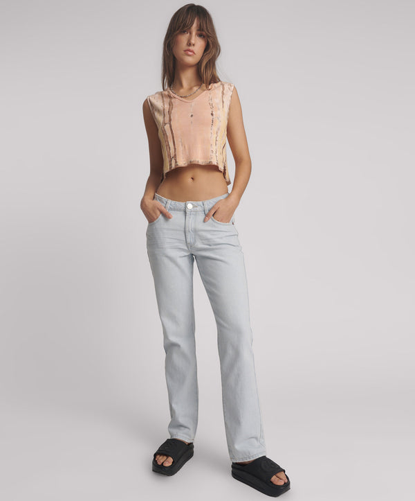 one teaspoon Truckers Mid Waist Straight Leg Denim Jeans - Bel Air Blue