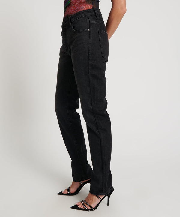One Teaspoon Truckers Mid Waist Straight Leg Denim Jeans - Black Oak