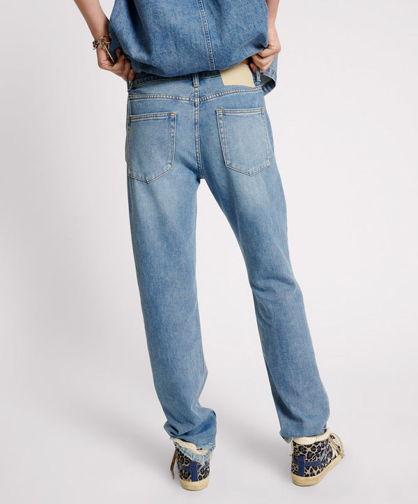 One Teaspoon Truckers Mid Waist Straight Leg Denim Jeans - Blue Rapture