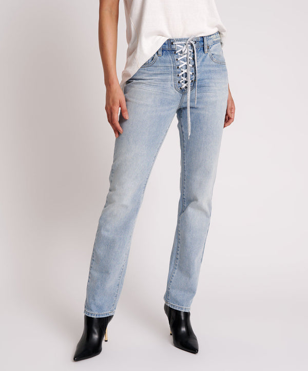 One Teaspoon Truckers Mid Waist Straight Leg Denim Jeans - Hendrixe