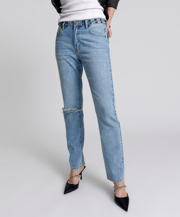 One Teaspoon Truckers Mid Waist Straight Leg Denim Jeans - Hendrixe