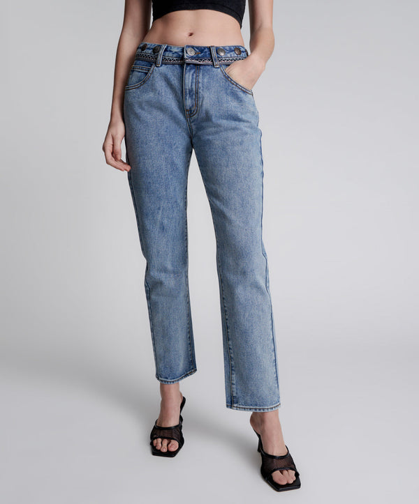 One Teaspoon Truckers Mid Waist Straight Leg Denim Jeans - Hollywood Hills