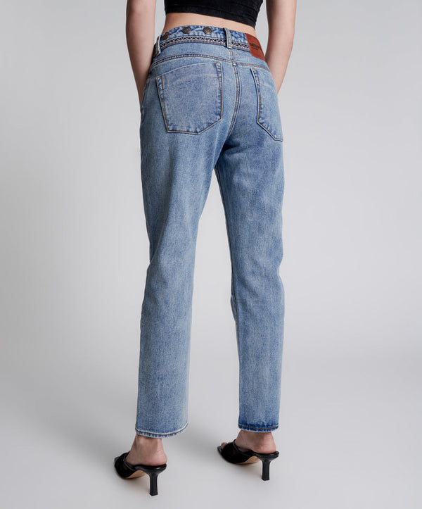 One Teaspoon Truckers Mid Waist Straight Leg Denim Jeans - Hollywood Hills