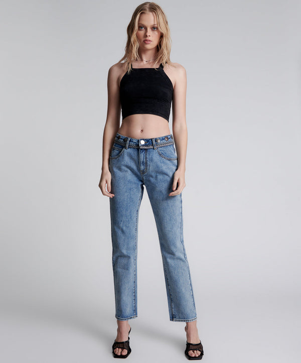 one teaspoon Truckers Mid Waist Straight Leg Denim Jeans - Hollywood Hills