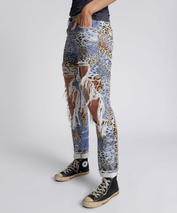 One Teaspoon Truckers Mid Waist Straight Leg Denim Jeans - Leoparty