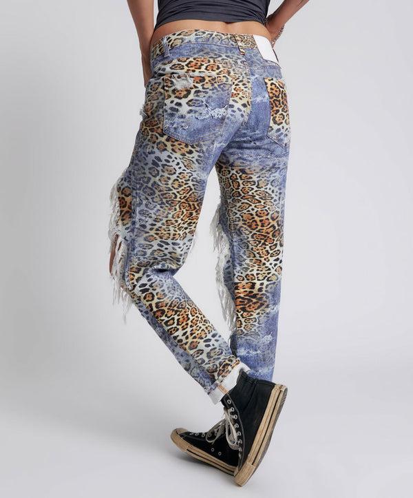 One Teaspoon Truckers Mid Waist Straight Leg Denim Jeans - Leoparty