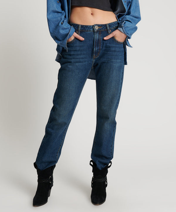 One Teaspoon Truckers Mid Waist Straight Leg Denim Jeans - Royal Blue