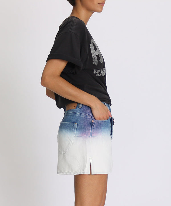 One Teaspoon Vanguard Mid Waist Relaxed Mini Denim Skirt - Dip Dye