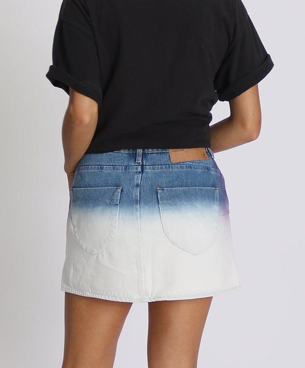 One Teaspoon Vanguard Mid Waist Relaxed Mini Denim Skirt - Dip Dye