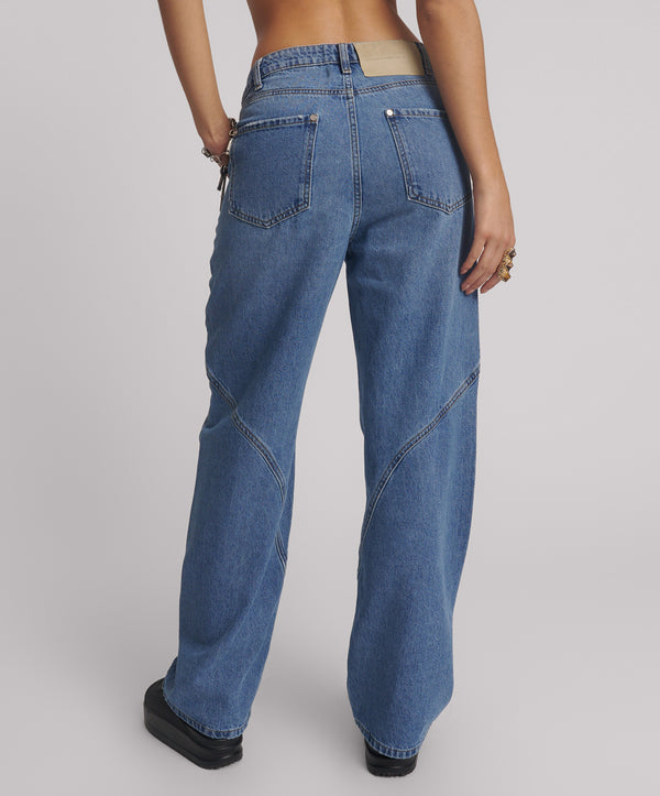 One Teaspoon Western Wonders Mid Waist Straight Leg Denim Jeans - Blue Estate