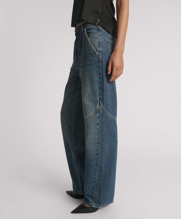 One Teaspoon Western Wonders Mid Waist Straight Leg Denim Jeans - Blue Thunder