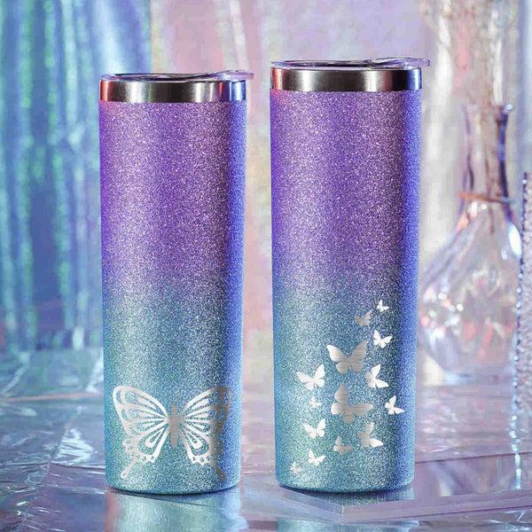 Onebttl Butterfly Skinny Glitter Tumbler