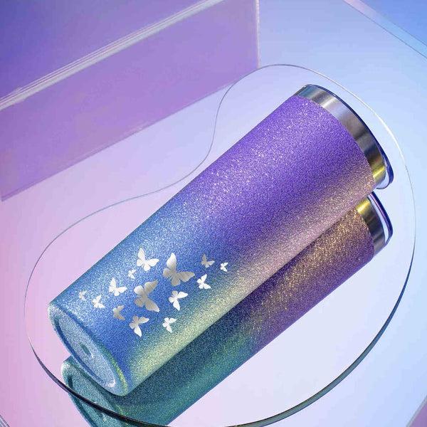 Onebttl Butterfly Skinny Glitter Tumbler