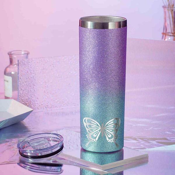 Onebttl Butterfly Skinny Glitter Tumbler