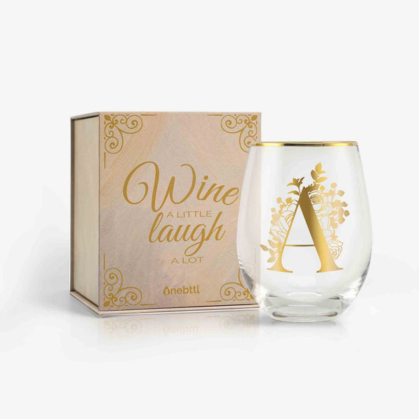 onebttl Monogrammed Initial Wine Glasses