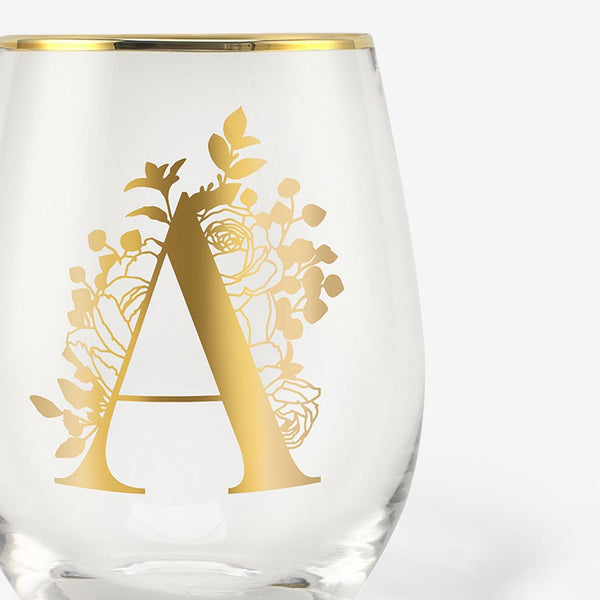 onebttl Monogrammed Initial Wine Glasses