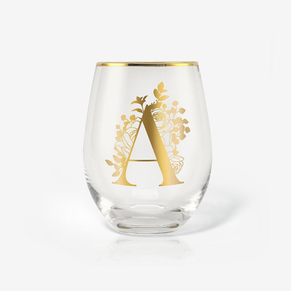 onebttl Monogrammed Initial Wine Glasses