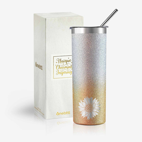 Onebttl Sunflower Skinny Glitter Tumbler