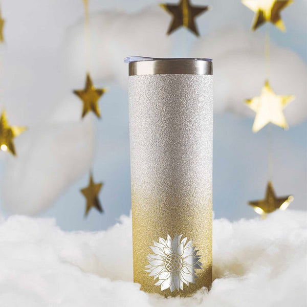 Onebttl Sunflower Skinny Glitter Tumbler
