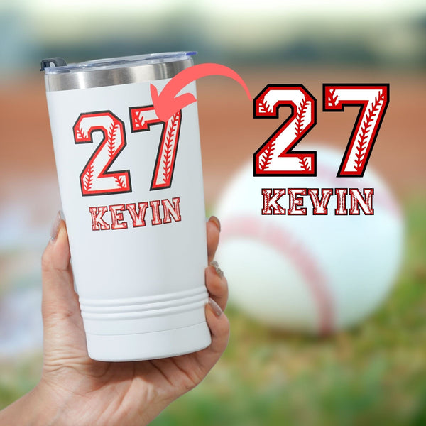 Onebttl Personalized Baseball Gifts - Customize Name And Number Of Player On Stainless Steel Tumbler