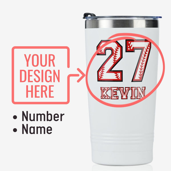 Onebttl Personalized Baseball Gifts - Customize Name And Number Of Player On Stainless Steel Tumbler