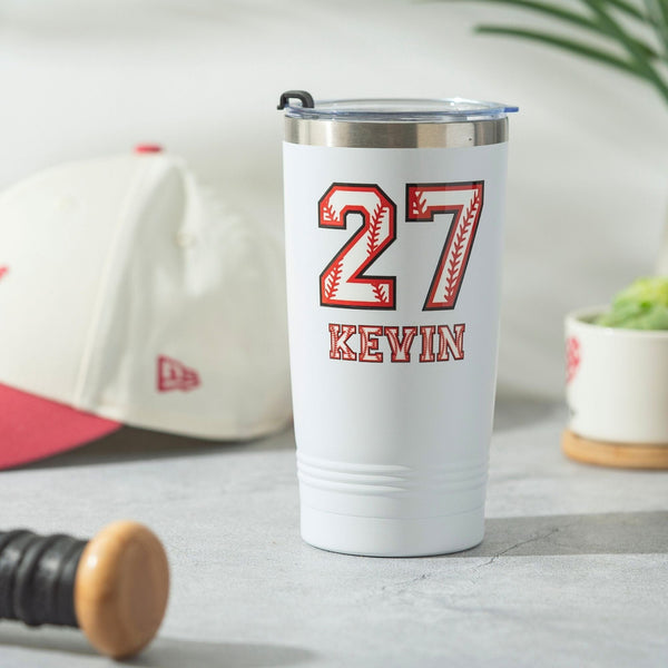 Onebttl Personalized Baseball Gifts - Customize Name And Number Of Player On Stainless Steel Tumbler