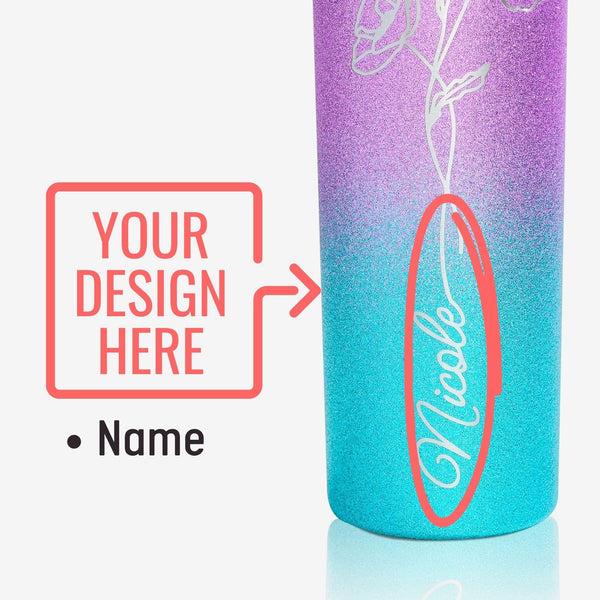 Onebttl Personalized Birthday Gifts - Customized Name And Birth Month Flowers On Stainless Steel Tumbler