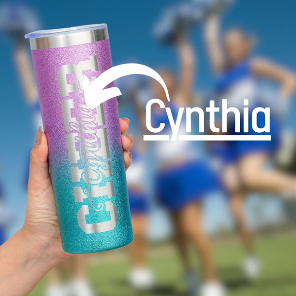 Onebttl Personalized Cheerleader Gifts - Customized Name On Stainless Steel Tumbler For Cheerleaders