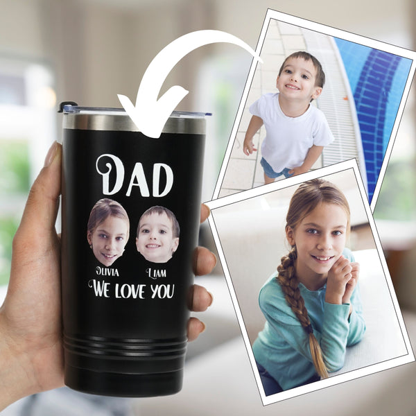 Onebttl Personalized Dad Tumbler With Names And Portraits - Best Dad Ever (Customize Name And Portrait)