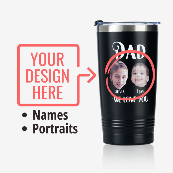 Onebttl Personalized Dad Tumbler With Names And Portraits - Best Dad Ever (Customize Name And Portrait)