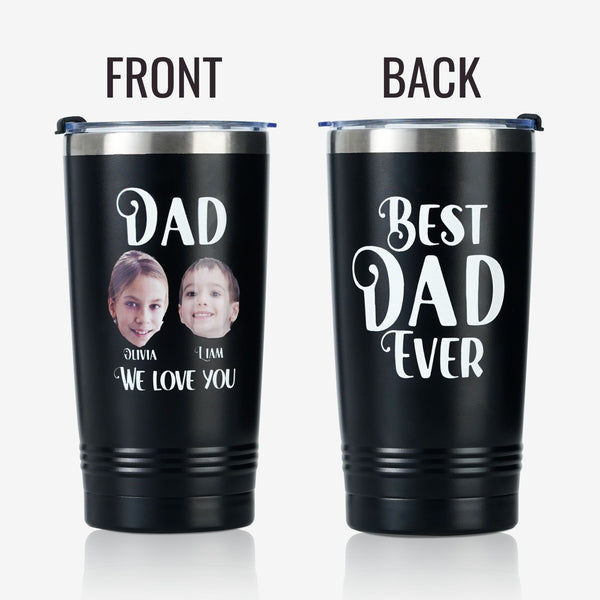Onebttl Personalized Dad Tumbler With Names And Portraits - Best Dad Ever (Customize Name And Portrait)
