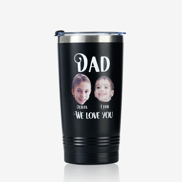onebttl Personalized Dad Tumbler with Names and Portraits - Best Dad Ever (Customize Name and portrait)